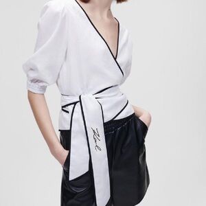 Karl Lagerfeld White Blouse with Black Edging